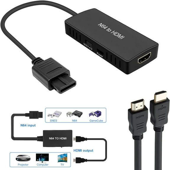 HDMI Cable for N64 to HDMI Converter Support 16:9 and 4:3 Convert, HDMI Cable for N64 & Super SNES and NGC