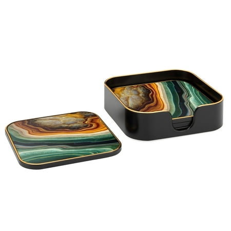 

DEKAXID 4 PCS/set Glass Gilded High-end Coasters