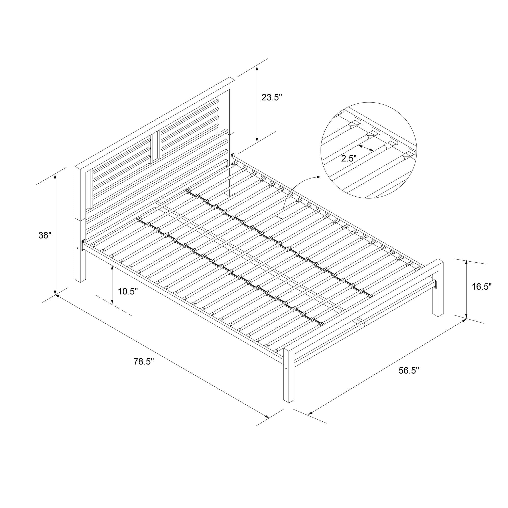 Your Zone Full Metal Platform Bed, Silver