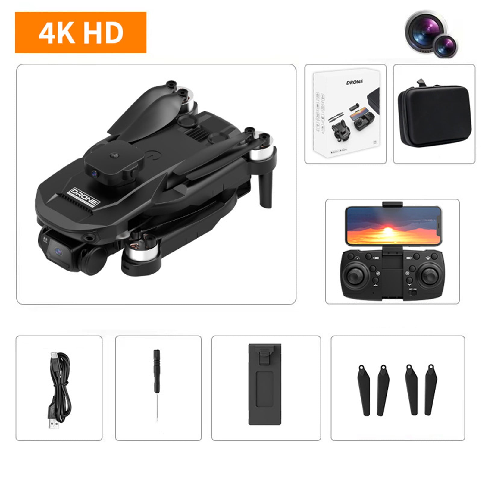 Menrkoo Fast Sky Flow Aero Plane Brushless F196 RC Quadcopter with HD Dual Camera Optical Stream Positioning Drone Walmart