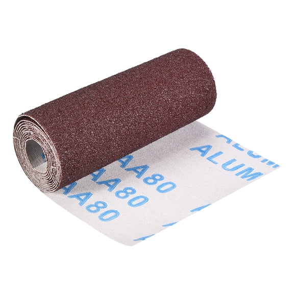 Uxcell 4" x 3.28Ft Sandpaper Roll, 80 Grit Emery Cloth Roll Abrasive Sandpaper Aluminum Oxide Sand Paper for Wood Furniture Floor Automotive Plumbing Finishing Metal Polishing