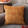 thumbnail image 3 of Fall Pillow Covers 16x16 Set of 2 Fall Decorations Light Orange Pumpkin Throw Pillow Cases Soft Plush Faux Fur Wool Couch Cushion Case for Chair Sofa Bedroom Living Room Home Decor PTK012D16, 3 of 10
