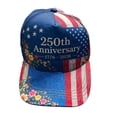 thumbnail image 2 of Adjustable Floral American Flag Baseball Cap Patriotic 250th Anniversary Vintage Hat, 2 of 3