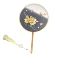 thumbnail image 6 of Homerr Bamboo Round Fan Silk-wrapped Fan Chinese Embroidered Round Fan - Double-Sided, Ideal for Parties and Special Events, 6 of 10