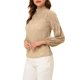 thumbnail image 4 of INSPIRAR CHIC Blusa de Encaje Floral de Cuello Alto con Mangas Abullonadas Transparentes M Marrón Claro, 4 of 5