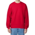 thumbnail image 5 of Hanes Ultimate Cotton Crewneck Sweatshirt, Men's Fleece High-Stitch Sweater, Deep Red, L, 5 of 5