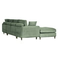 thumbnail image 3 of Modern Corduroy Modular Section Sofa, U-Shaped Convertible L-Shaped Sofa Set with Pillow, Oversized Sectional Sofa with Footstool, Suitable for Living Room, Attic, Apartment, Office (Green), 3 of 12