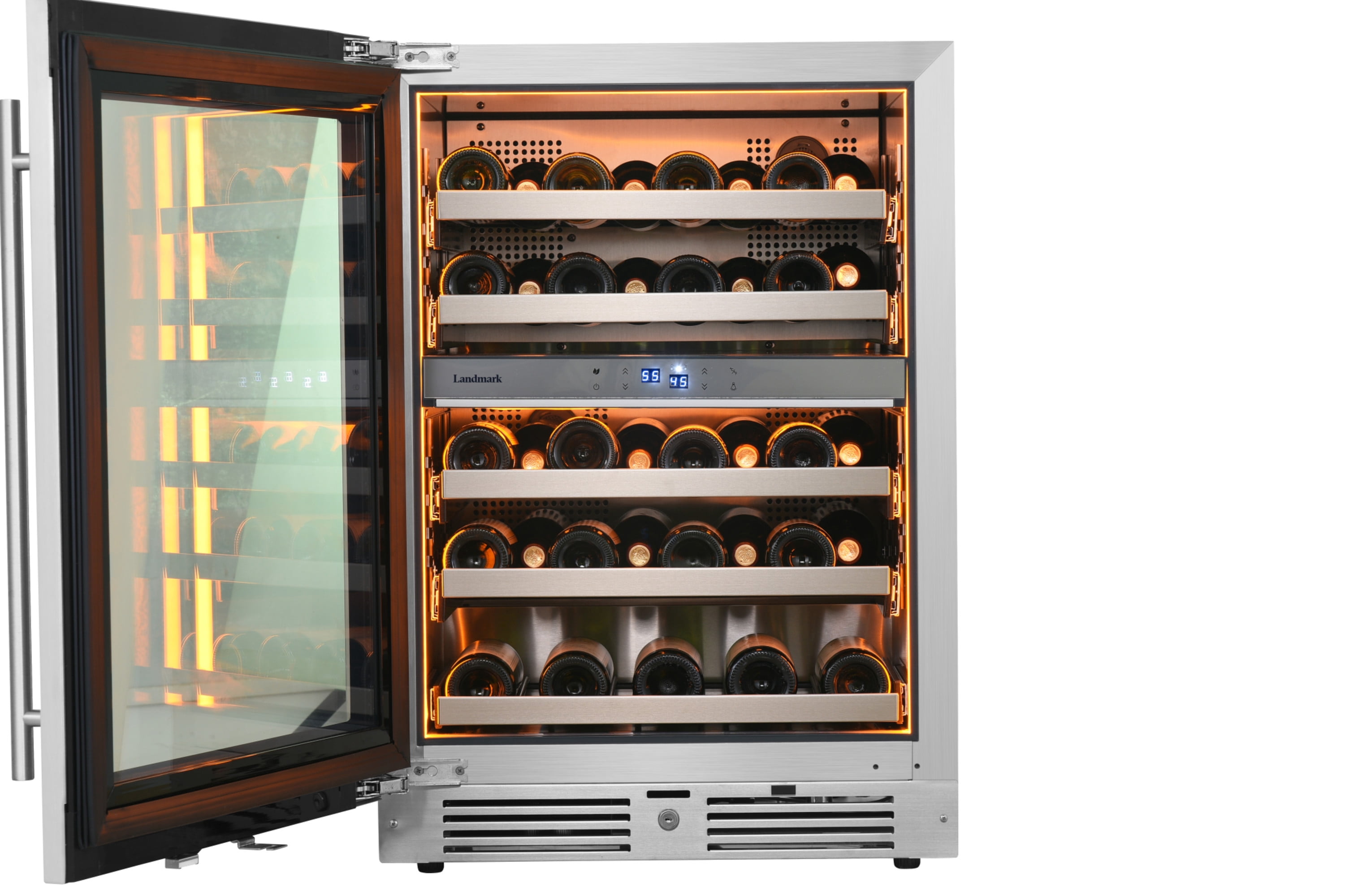 Landmark L3024ui2w-Lh 24" Wide 37 Bottle Dual Zone Wine Cooler - Stainless Steel