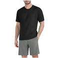 thumbnail image 2 of TKKCS Mens 2 Piece Short Sets- Summer Lightweight Crew Neck T-Shirt and Elastic Waist Shorts Workout Breathable Beach Vacation Outfits Black Size 2XL, 2 of 6