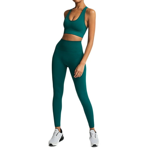 Women Workout Sets 2 Piece Yoga Outfits Pure Color -lifting Sports Fitness Running High-waist vest Suit Sweatpants