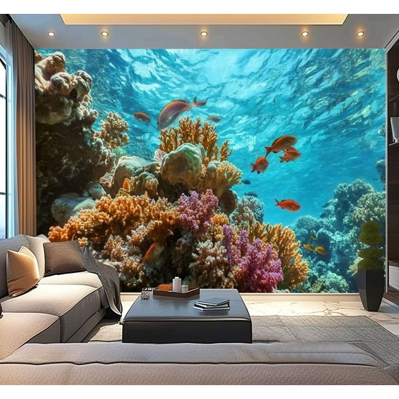 Peel and Stick Wallpaper Waterproof Coral Reef Red Sea Egypt Wall Mural Decor Self Adhesive and Removable 100in x 144in