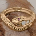 thumbnail image 4 of LBG British Made 18k Rose Gold Natural Opal & Ruby Womens Promise Ring - 33 size options - Size 6.5, 4 of 6