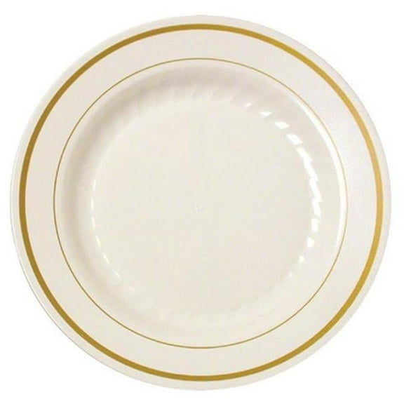 Fineline Settings 507-BO Bone & Gold Round Salad Plate