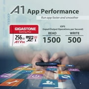 Gigastone 256GB Micro SD Card, Gaming Plus, A1 V30, for Nintendo Switch, High Speed 100MB/s, 4K Video Recording, compatible with Nintendo Switch Dash Cams GoPro Cameras