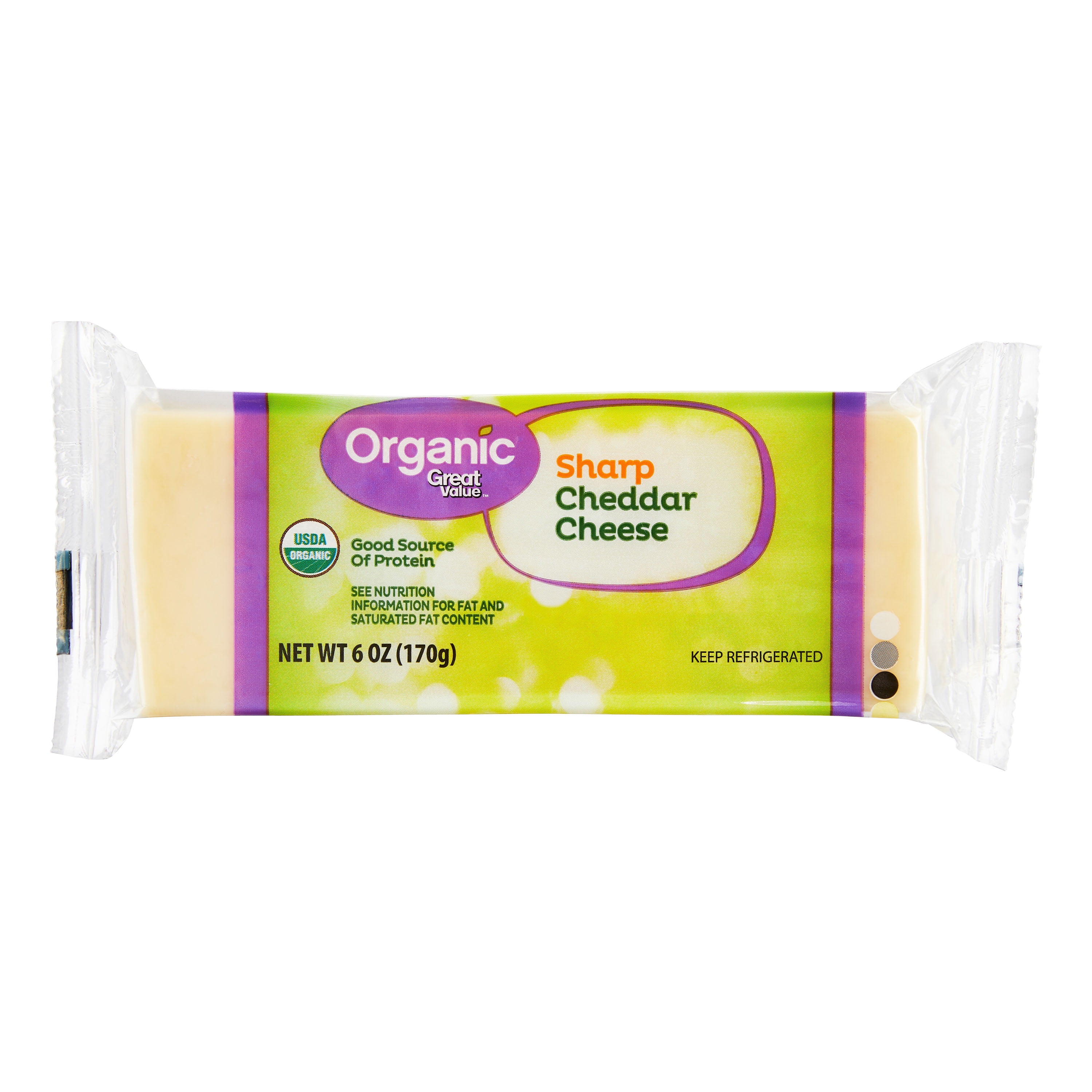 Great Value Organic Sharp Cheddar Cheese, 6 oz