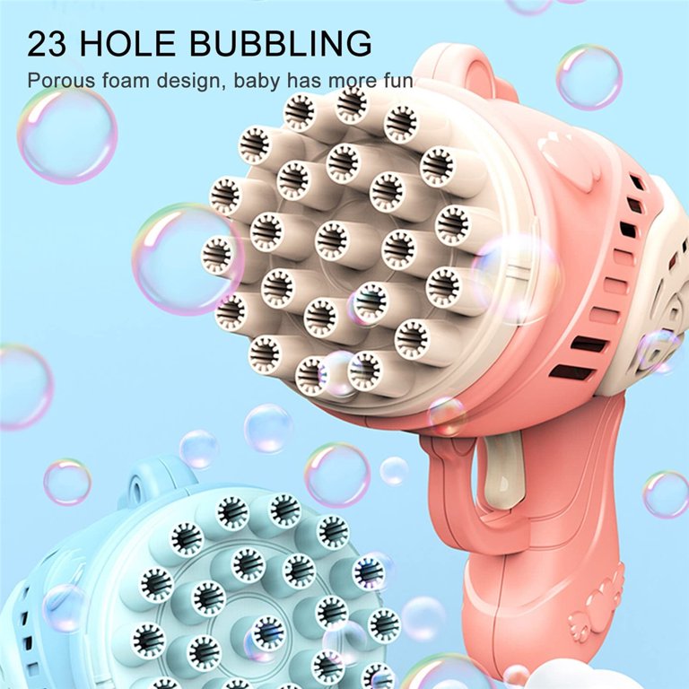 2 Pack Gatling Bubble Machine, 2023 Upgrade Fan 29 Hole Bubble Gun For Boys  And Girls, Automatic Bubble Machine With 2 Bubble Solutions