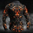 thumbnail image 7 of Sorvello Men's Gothic Print Long Sleeve Button Down Shirt Halloween Vampire Costume Casual Party Full Open Top for Men Orange M, 7 of 7