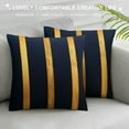 thumbnail image 3 of GOSMITH  Gold Throw Pillow Covers - Soft Decorative LuxuryCushion Covers Pillow Cases with Gold Leather for Sofa Bedroom Livingroom Car, Navy Blue, 3 of 5