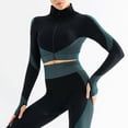 thumbnail image 3 of Traje deportivo de cintura alta para mujer, traje deportivo de burbujas para levantamiento de cadera, alta elasticidad, para correr, traje de Yoga sin costuras con cremallera, 3 of 5