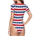 thumbnail image 4 of The Xecao American Patriotic Stars And Stripes Women's Crew Neck Body Suit, a short-sleeved bodysuit and basic swimsuit, both comfort and style for dating and daily life, 4 of 9