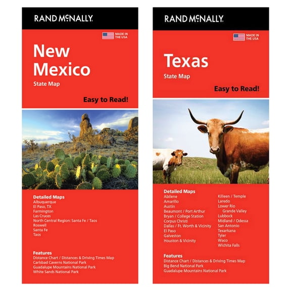 Rand McNally State Maps: New Mexico and Texas (2 Maps)