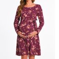 thumbnail image 2 of Bearsland Women’s Maternity Midi Dress Long Sleeve Casual Stretchy Pregnacy Dresses With Belt, 2 of 4