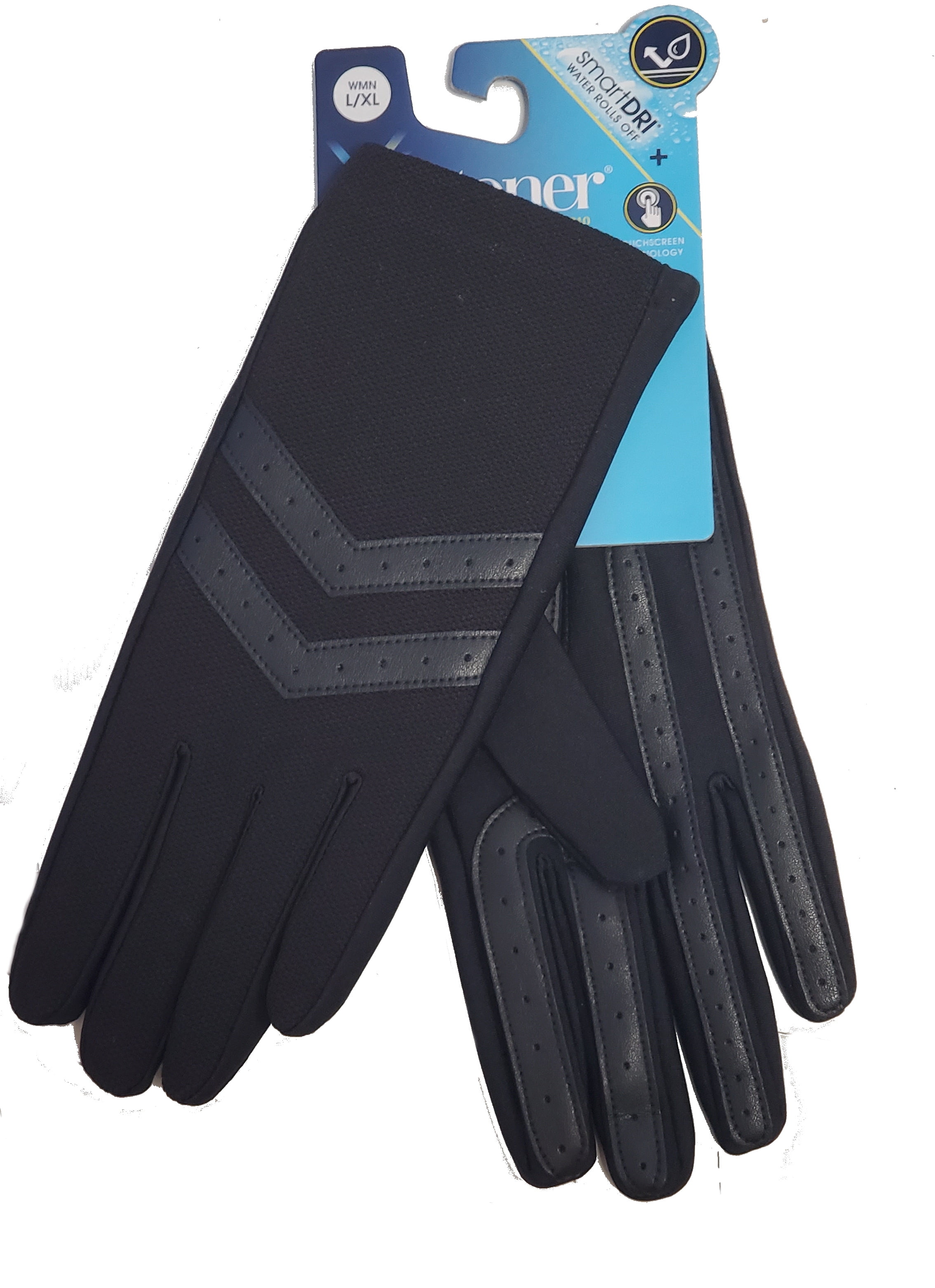 Isotoner Women's Chevron Spandex Gloves smartDri and smarTouch Black