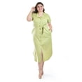 thumbnail image 1 of Vestido camisero de lino Roman Fashion /Tallas Extras, 2107 (Verde) verde claro 42, 1 of 7