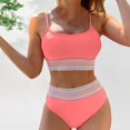 thumbnail image 3 of Efsteb High Waisted Bikini Sets for Women High Cut 2 Piece Split Swimsuit Color Block Push Up Sporty Bathing Suit (Orange,XL), 3 of 5