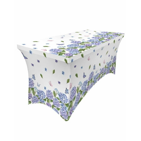 

Summer Flowers Hydrangea Elastic Table Skirt Wedding Birthday Table ration Table Skirt Tablecloth for Party