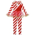 thumbnail image 4 of ZDHoor Girls Christmas Candy Cane Striped Sequins Dance Unitard Jumpsuit Stage Performance Costume Red-A 16, 4 of 7