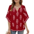thumbnail image 4 of Womens Boho Tops 3/4 Sleeve V Neck Cotton Tunic Flowy Shirt – Casual Loose Fit Summer Bohemian Peasant Blouse,XL, 4 of 5