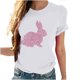 thumbnail image 4 of Tops de Cuello Alto para las Mujeres Amante Impreso Camiseta Cuello Redondo Manga Corta, Poliéster Spandex, 4 of 7