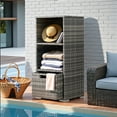 thumbnail image 7 of Homall Outdoor Rattan Storage Cabinet Patio Furniture Outside Vertical Storage Cabinet with Adjustable Shelves, Gray, 7 of 7