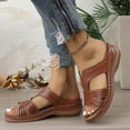 thumbnail image 6 of Yyuenw Women Open Toe Crisscross Wedge Slide Sandals PU Slip On Holiday Casual Summer Walking Shoes, 6 of 9