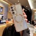 thumbnail image 5 of for Samsung Galaxy S21 Ultra Case Magnetic Clear with Camera Lens Protector Full Protection MagSafe Electroplated Silicone Slim Fit Shockproof Protective Phone Case 6.8 Inch - Gold, 5 of 13