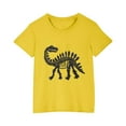 thumbnail image 5 of Riecok ween Girls Summer Short Sleeve Crew Neck Casual Dinosaur Print Comfortable Soft Fashion Undershirts Tee Shirt Top Kids Blouse Yellow 5 T, 5 of 5