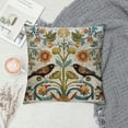 thumbnail image 2 of Creowell Embroidered Birds Flowers Print Pillow Covers for Couch Bedroom Sofa Car, Square Design Short Plush Pillow Case 1PC 18x18in, 2 of 5