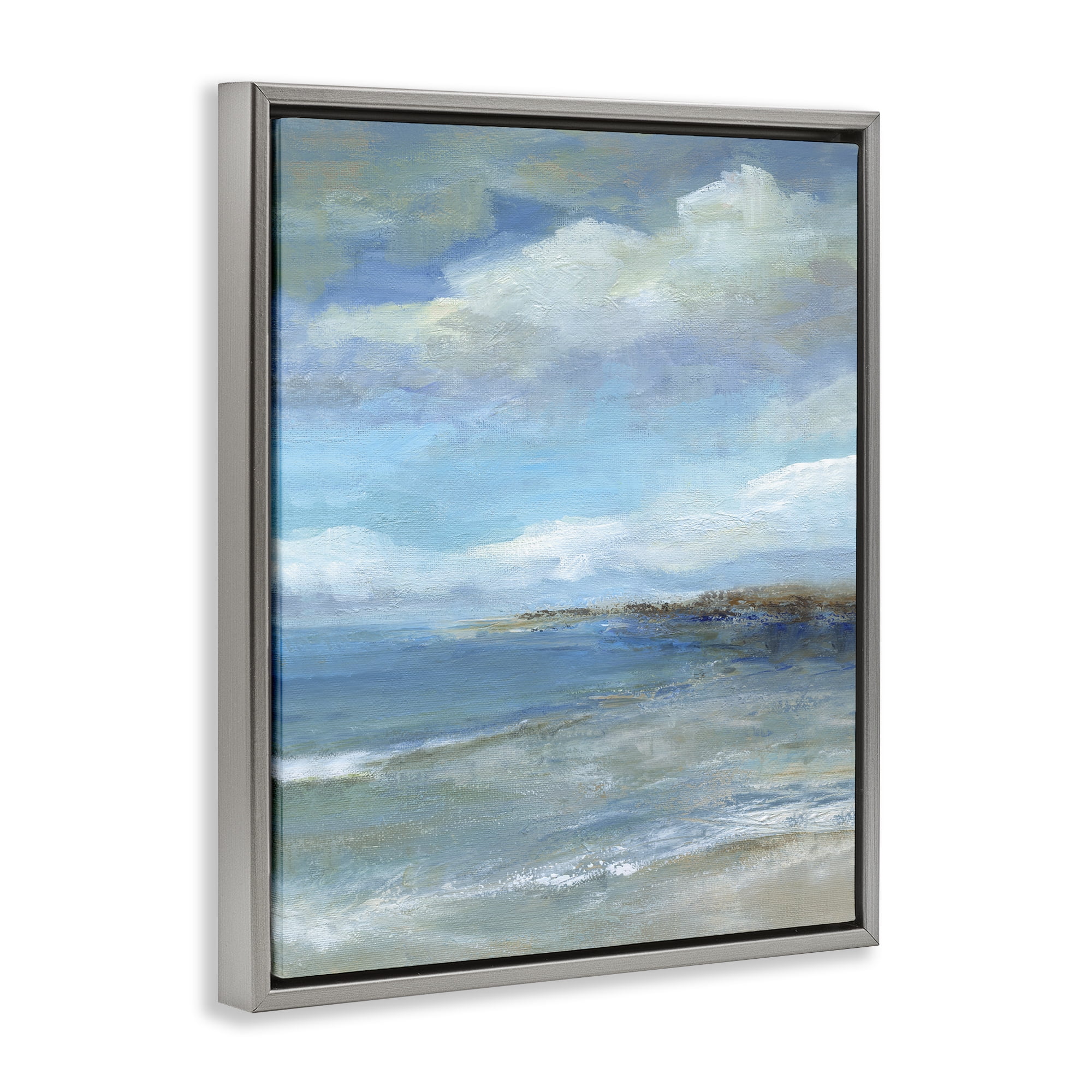 Stupell Industries Shore's Calm Breeze Gray Framed Floater Canvas Wall Art, design by Carol Robinson
