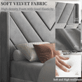 thumbnail image 6 of Renwick Twin Size Upholstered Platform Bed with Wooden Slat Support and Tufted Headboard, Light Gray, 6 of 11