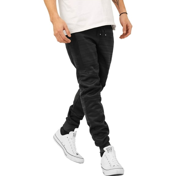 Ma Croix Mens Modern Jogger Pants with Zipper Pockets Solid Slim Fit Casual Brushed Sweatpants