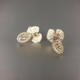 thumbnail image 4 of Clip on 1 1/2" gold, tan bow, and pearl edge dangle earrings, 4 of 4