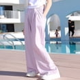 thumbnail image 5 of ZLBDYG Teen Girls Flowy Palazzo Pants Kids Wide Leg Linen Pant Summer Casual Beach Gauze Trousers Loose Soft Boho Athletic Bottoms, 5 of 6