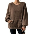thumbnail image 4 of jobturf Sweatshirts for Women Fuzzy Fleece Long Sleeve Crop Pullover Tops Casual Crewneck Warm Plush Hoodies with Pockets, 4 of 8