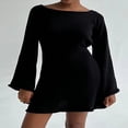 thumbnail image 2 of Fashionable Long Sleeve Mini Dress with Backless Design for Women, 2 of 4