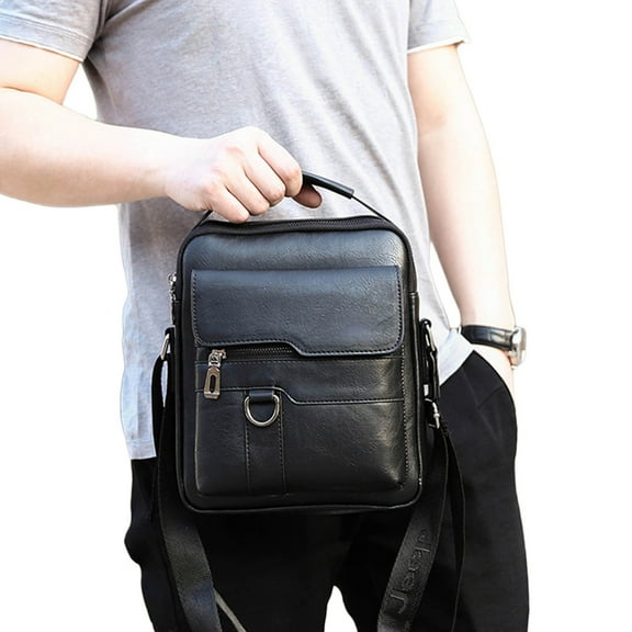FENOHREFE Leather Bag for Men Crossbody Bag Shoulder Bags Travel Office Business Bag Casual Bag