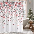 thumbnail image 3 of Christmas Snowflake Shower Curtain with 12 Hooks Christmas Bathroom Curtains Decor, Winter Xmas Christmas Shower Curtains for Bathroom Decorations, 72x72 Inch, 3 of 5