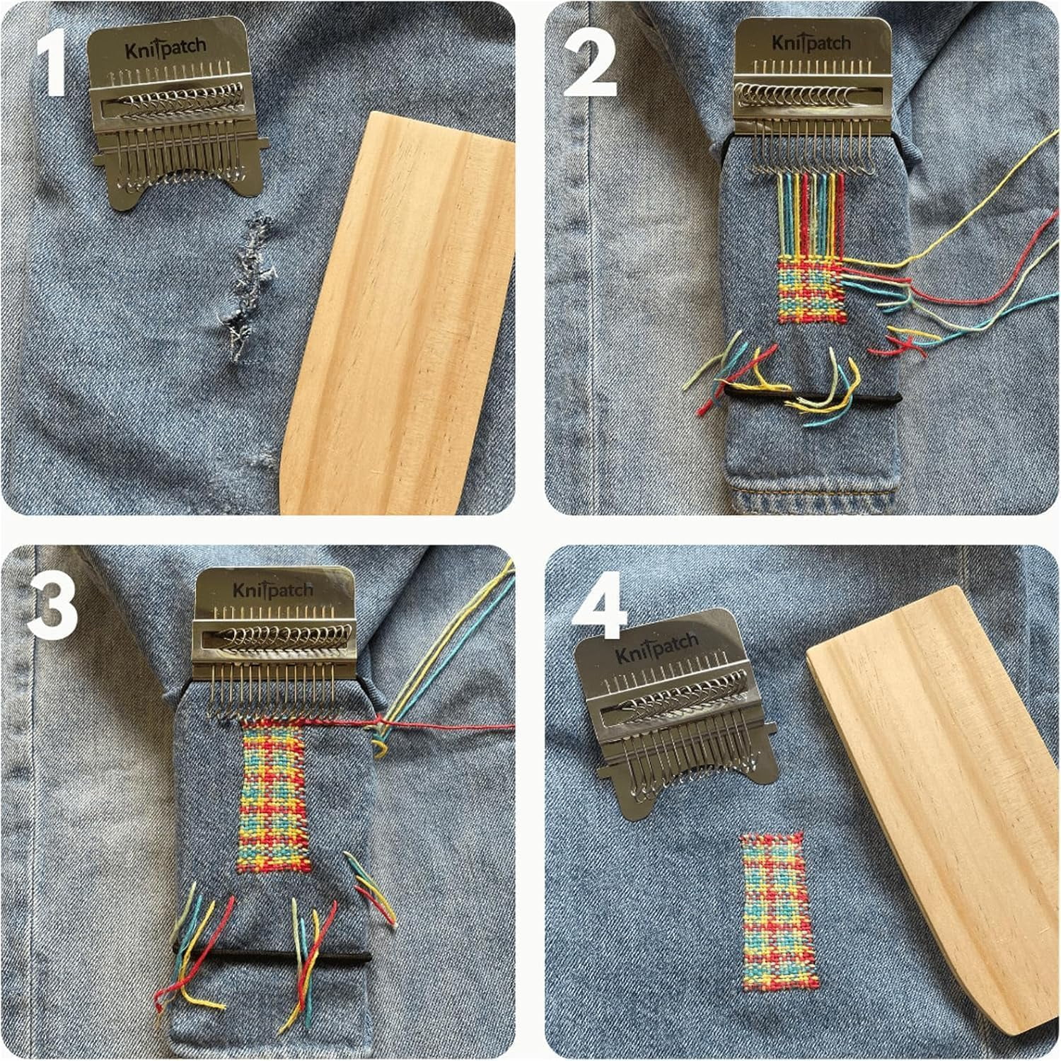 Patchmaker 2.0 Kit, Knitting Kit for Beginners, Portable Patch Darning Kit, Patchwork Weaving Tool Set for Quickly Sewing Repair, Sewing (14 Hooks)