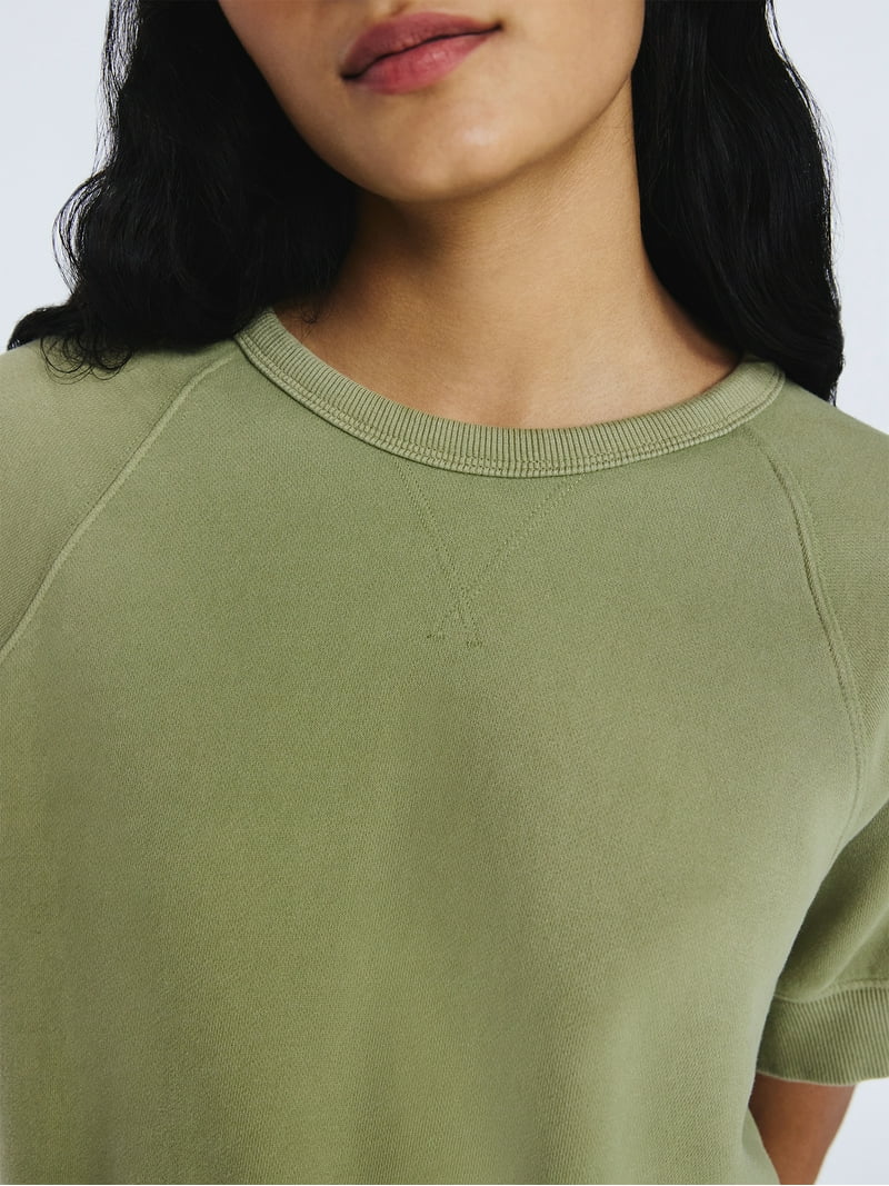 Free Assembly Women's Raglan Sweatshirt with Short Sleeves, Sizes