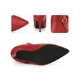 thumbnail image 2 of BLISSFUL STEP Pointed Toe Buckle Strap Stiletto Heel Ankle Boots for Women Red (Size 9), 2 of 5